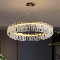 Lustre de luxe postmoderne pour salon, luminaire suspendu en cuivre, verre LED, lumière décorative