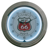 Lampu Neon 18 Inci America Route 66 Antik Lampu Neon Biru Dial Jam Dinding Plastik Jam Dinding 3d untuk Bar Ruang Tamu Liontin