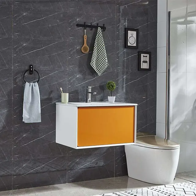 Mobili da toilette moderni a parete con mobiletto da bagno verniciato bianco con specchio