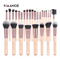 MAANGE label pribadi 27 buah set kuas rias merah muda matte kualitas tinggi set kuas dasar terbaik profesional