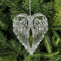 Ornements de noël décorations ensemble acrylique plastique ailes clair suspendus décorations d'arbre de noël pendentif pour noël décor à la maison