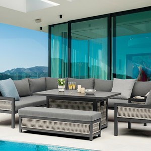 Sophia L Shaped <strong>Corner</strong> <strong>Rattan</strong> Aluminium Lounge Dining <strong>Set</strong> with Armchair Garden Outdoor Weaving Rope Patio Furniture <strong>Set</strong> - Product Image 4