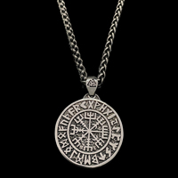 Nordique Viking Vegvisir Pendentif En Acier Inoxydable Mythologique Rune pour Hommes Collier Rue Hip Hop Bijoux pour Mariages