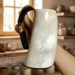 Tazas de Cerveza Reutilizables, Ecológicas, Ligeras y Modernas para Cumpleaños, Vasos de Estilo Antiguo con Tapa de Bambú, Material de Cuerno de Buey Natural - Product Image 2