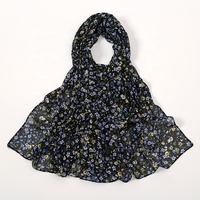 Printemps et été nouvelles fleurs fraîches Hijabs en mousseline de soie impression longue écharpe modèles féminins chauds petites fleurs Long châle