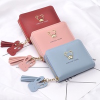 Dompet koin ritsleting wanita terlaris Dompet Clutch pendek Matte antik Solid