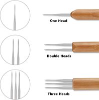 Dreadlocks — Crochet pour cheveux, avec poignée en bambou, aiguille à Crochet, en acier pour l'artisanat des tresses, 0.75mm, 1 pièce