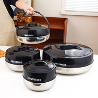 Ensemble de 4 casseroles grande capacité en acier inoxydable noir, chauffe-plats double couche, ensemble de marmites, boîte à lunch en plastique, récipient alimentaire