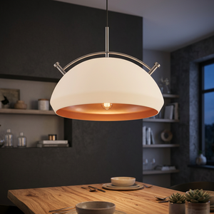 AK Laiton Grand Pendentif Rond En Métal Suspension En Nickel Blanc Enduit De Poudre Fini Pour Décor De Restaurant/Décor D'hôtel - Product Image 1