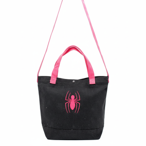 Weeyeco — sac à main fourre-tout en tissu de coton imprimé, sac de Shopping réutilisable, Logo personnalisé fleur noire - Product Image 1