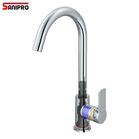SANIPRO Robinet de cuisine monocommande chromé à poser sur plan, en alliage de zinc, avec canalisation en plastique, sans plomb, pour une utilisation saine de l'eau