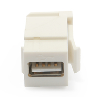 Coupleur Keystone USB 2.0 A Femelle-Femelle à Angle Droit et Prise avec Connecteurs Nickelés en ABS