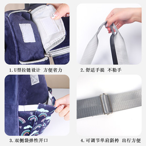 Bolsa de Pañales de Gran Capacidad, Impermeable, Material de Felpa, Patrón de Arcoíris, Bolsa para Cambiar Pañales con Almohadilla, Invierno 2024 - Product Image 5