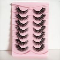 7 paires de faux cils russes effet bande, courbure DD, cils volumineux et légers, lot de 1 paquet de faux cils en vison synthétique