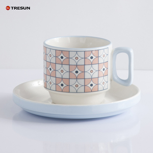 Microonde lavabile lavastoviglie multicolore Latte Macchiato colori assortiti bere ceramica 8 oz caffè cappuccino tazze con piattino - Product Image 3