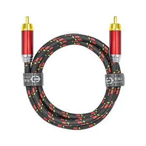 电缆源制造商双Aux音频RCA公对公RCA电缆镀金铜壳漆可乐红色音频电缆