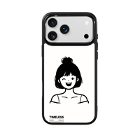 Coque de téléphone AG Feeling Black Edge avec motif fille aux cheveux en chignon pour iPhone 17, 17 Pro Max, 16 Pro, 15, 15 Pro Max, coque magnétique