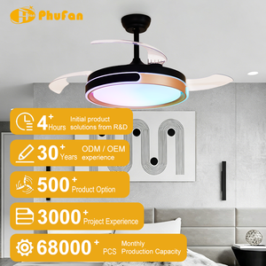 Ventilador de Techo Retráctil RGB de 42/48 Pulgadas con Luz, Motor DC Silencioso, LED Regulable - Ventilador Inteligente Moderno para Sala de Estar y Dormitorio - Product Image 1
