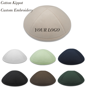 Grosir topi bordir beruang tidur kaippa Judaica Linen topi Mitzvah Yarmulke Kippah Logo kustom untuk hadiah. - Product Image 2