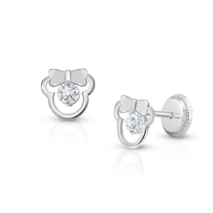 Joyería Infantil al por Mayor, <span class=keywords><strong>Pendientes</strong></span> de Ratón de Dibujos Animados con Circonita Cúbica, <span class=keywords><strong>Pendientes</strong></span> de Ratón de <span class=keywords><strong>Plata</strong></span> de Ley 925 para Bebés - Product Image 2