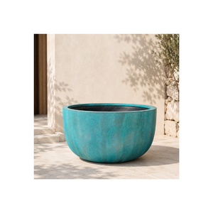 Pot de fleurs rond contemporain en fibre de verre pour décoration intérieure et extérieure, grand récipient à fleurs pour jardin, article très demandé, usage commercial - Product Image 1