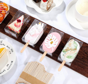 Clear Popsicle Cakesicle Boxes, 3.7 x 2.2 x 1.5 Inches Clear PET Box, Ice Cream Box Plastic Cake Candy Treat Box