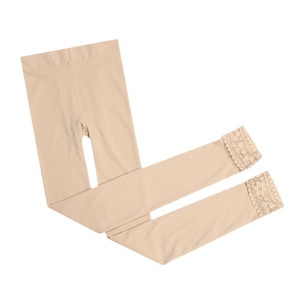 Japanese Style Lace Trimmed Leggings 120D Medium Thickness Solid Color Nylon Knitted Women's Plus Size Flesh Tone Tights - Product Image 5