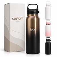 Bouteille d'eau réutilisable en acier inoxydable de qualité supérieure, à double paroi, isolée sous vide, avec couvercle à poignée, 20 oz, personnalisable avec logo, pour le sport, vente en gros