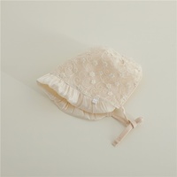 Chapeaux et casquettes pour bébé fille en dentelle et coton de couleur unie, bonnets pour nouveau-né et tout-petit, chapeau souple de type bob, chapeau de pêcheur vintage à carreaux