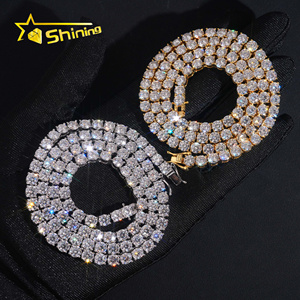 Spedizione Veloce da Magazzino USA Collana Tennis in Moissanite da 5mm in <span class=keywords><strong>Argento</strong></span> 925 con Certificato GRA <span class=keywords><strong>Catena</strong></span> Tennis Iced Out in Moissanite da <span class=keywords><strong>Uomo</strong></span> - Product Image 2