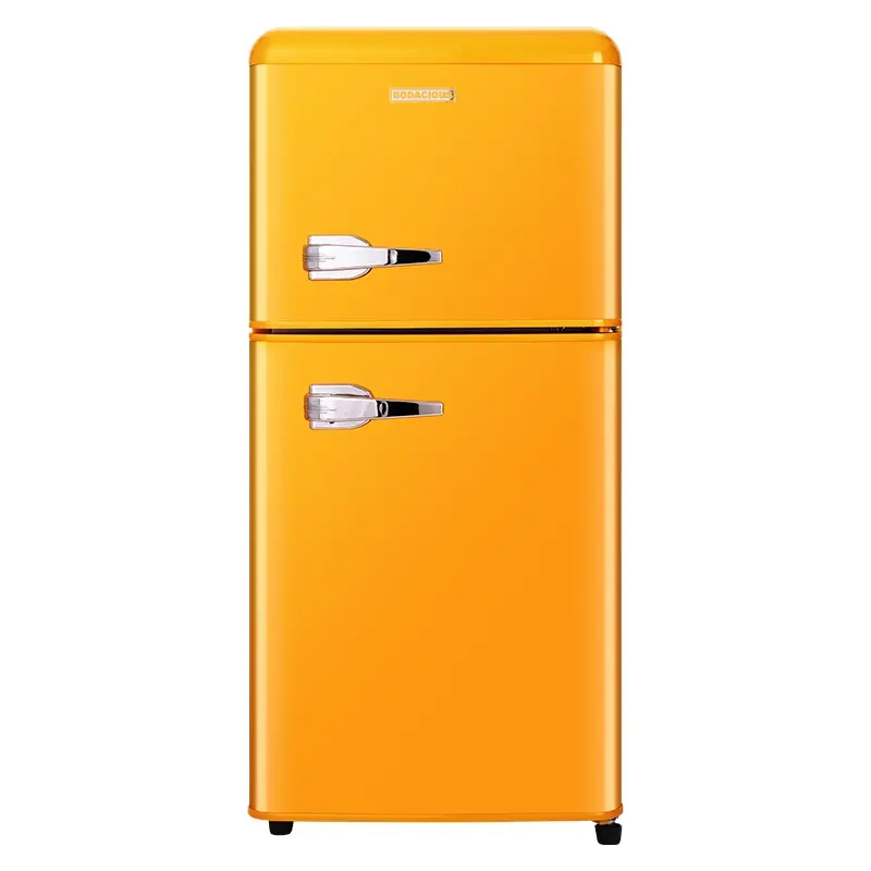 102L factory supply hot sale cost-effective two-door medium-sized retro refrigerator top freezer bottom refrigerator