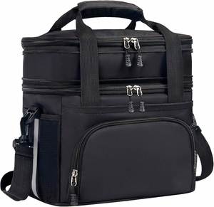 Sac isotherme grand format à double compartiment, extensible, réutilisable, étanche, avec bandoulière réglable - Product Image 1