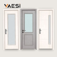 Porte en plastique en bois écologique avec verre imperméable à l'eau isolation thermique WPC portes internes pour salle de bain