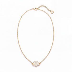 Collar Espiritual G&G Lucky Charm con Loto Esmaltado, Chapado en <span class=keywords><strong>Oro</strong></span> <span class=keywords><strong>de</strong></span> 18k, Joyería <span class=keywords><strong>de</strong></span> Latón, Venta al por Mayor, Logotipo Personalizado, Regalo, Stock Disponible - Product Image 2