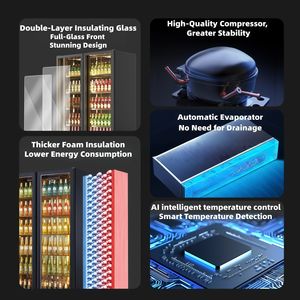 Enfriador de Cerveza Vertical Comercial Elegante con Ruedas Giratorias con Frenos, Refrigerador Exhibidor de Cerveza para Gasolinera - Product Image 2