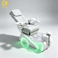 Fauteuil de pédicure mobile réglable en fibre de verre avec massage par pétrissage, lumières LED 7 couleurs, bain de pieds sans tuyauterie et inclinaison électrique