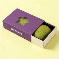Boîte à tiroir en papier violet avec logo personnalisé, petite boîte d'emballage pour gâteaux, pain et petit-déjeuner à emporter, boîte alimentaire de boulangerie avec fenêtre