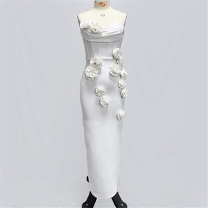 ZHEZHE Luxury Quality Women <strong>Sexy</strong> <strong>Party</strong> 3D Floral Unique Tube Bandage Maxi Dress Sleeveless Slim Fit Elegant Evening Long Dresses - Product Image 3