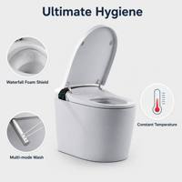 WC intelligent moderne monobloc avec bidet électronique intégré, chasse d'eau automatique, cuvette de toilette en céramique de luxe