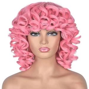 Perruques en <span class=keywords><strong>cheveux</strong></span> synthétiques <span class=keywords><strong>bouclés</strong></span> africains colorés résistants à la chaleur remplacement parfait pour les franges féminines noires vente en gros - Product Image 6