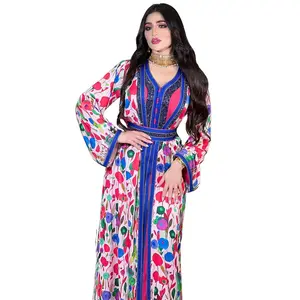 Top selling Middle East Abaya Femmes Robe Musulmane Moins Printed With Abaya Stamping Set Dress