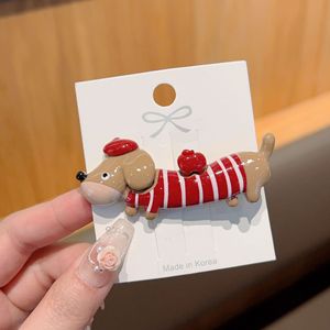 Pinza para el pelo personalizable de moda con diseño de perro <span class=keywords><strong>salchicha</strong></span> y pato, estilo caricatura, para celebridades de internet - Product Image 5