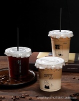 Gobelets jetables modernes pour café et thé au lait avec couvercle transparent à clip et paille, emballage extérieur en plastique, portables, vente en gros
