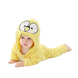 Hot Jual Kustom Polyester Wearable Terry Kain Balita Bayi Kuning Jubah Mandi