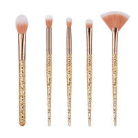 Ensemble de 5 pinceaux de maquillage professionnels de haute qualité, pinceau éventail, poils synthétiques pour fard à paupières, sourcils, visage, crayon à sourcils
