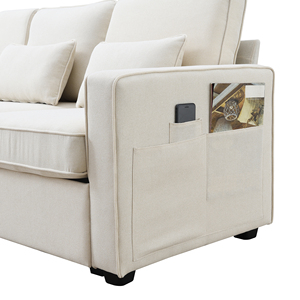 4-<span class=keywords><strong>Seater</strong></span> cabrio Modern keten kumaş kanepe yatak takımı kol dayama cepler 4 yastıklar Minimalist tarzı oturma odası daire otel - Product Image 6