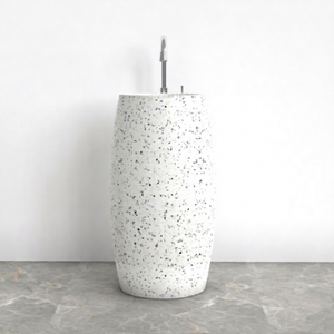 Lavabo ovale autoportant moderne en terrazzo et résine pour la maison et l'hôtellerie, fabrication OEM Malaisie - Product Image 1