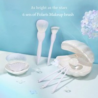 Ensemble de pinceaux pour fond de teint en cheveux synthétiques vegan personnalisés pinceaux de maquillage professionnels de luxe 6 pièces marque privée nouvel arrivage