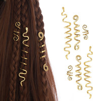 Lot de 6 Nouveaux Breloques de Cheveux Tressés Serpent Viking à la Mode, Anneaux de Cheveux en Alliage, Accessoires pour Dreadlocks, Bijoux Décoratifs