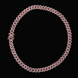 Colliers en zircon pour hommes et femmes, chaîne cubaine à une rangée de diamants, vente en gros - Product Image 5